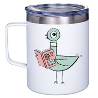 Driven To Read Pigeon Library Reading Books 12oz Stainless Steel Coffee Mug