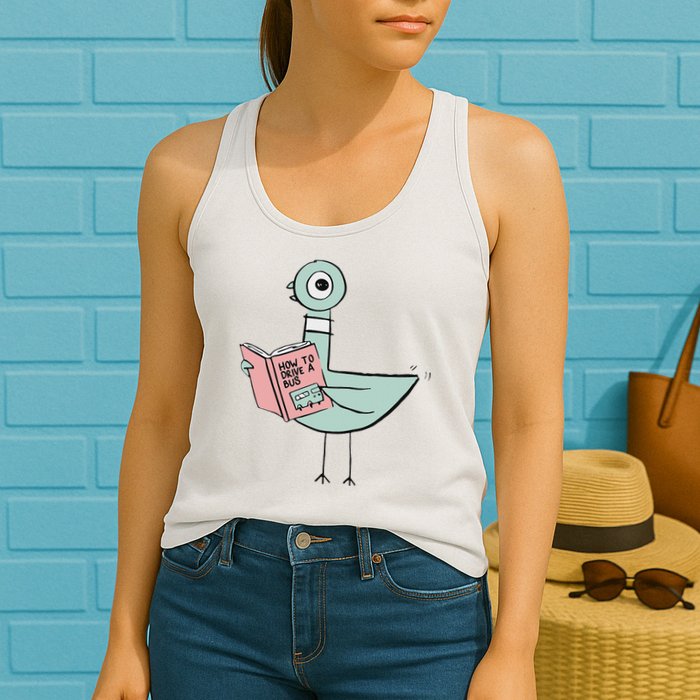 Driven To Read Pigeon Library Reading Books Womens Tank Top