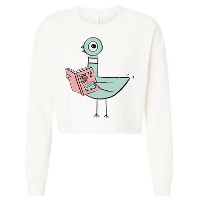 Driven To Read Pigeon Library Reading Books Cropped Pullover Crew
