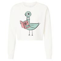 Driven To Read Pigeon Library Reading Books Cropped Pullover Crew