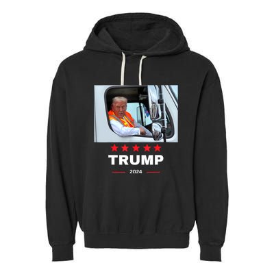 Donald Trump Rides In Garbage Truck Garment-Dyed Fleece Hoodie