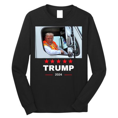 Donald Trump Rides In Garbage Truck Long Sleeve Shirt