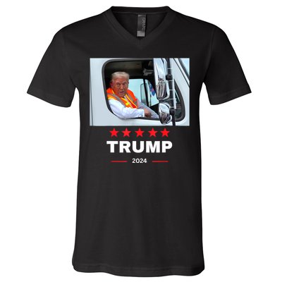 Donald Trump Rides In Garbage Truck V-Neck T-Shirt