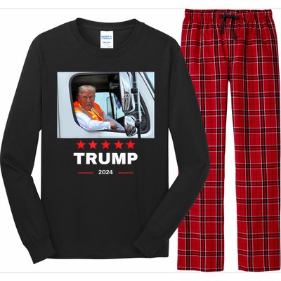 Donald Trump Rides In Garbage Truck Long Sleeve Pajama Set