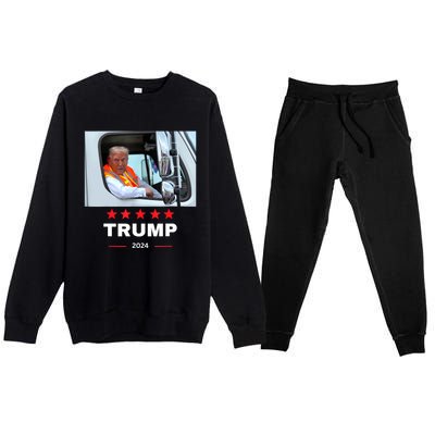 Donald Trump Rides In Garbage Truck Premium Crewneck Sweatsuit Set