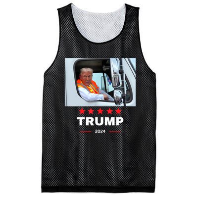 Donald Trump Rides In Garbage Truck Mesh Reversible Basketball Jersey Tank