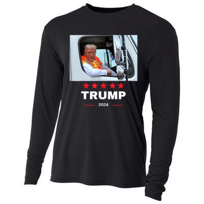 Donald Trump Rides In Garbage Truck Cooling Performance Long Sleeve Crew