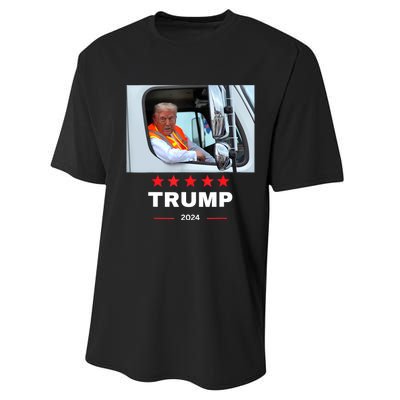 Donald Trump Rides In Garbage Truck Performance Sprint T-Shirt