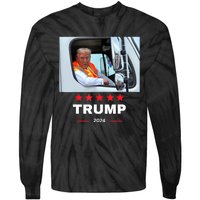 Donald Trump Rides In Garbage Truck Tie-Dye Long Sleeve Shirt