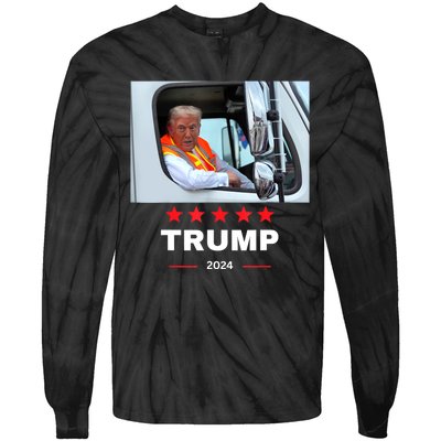 Donald Trump Rides In Garbage Truck Tie-Dye Long Sleeve Shirt