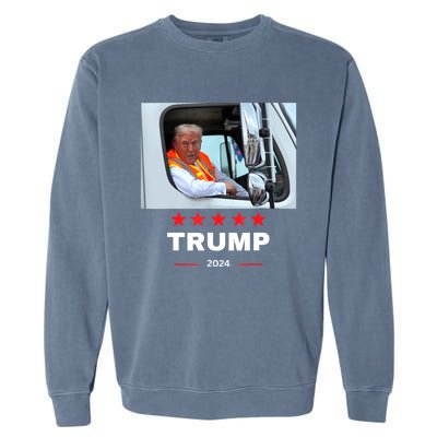 Donald Trump Rides In Garbage Truck Garment-Dyed Sweatshirt