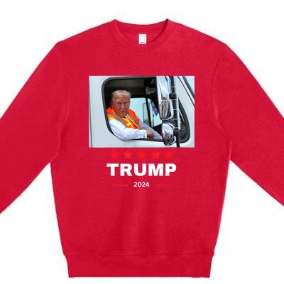 Donald Trump Rides In Garbage Truck Premium Crewneck Sweatshirt