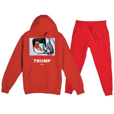 Donald Trump Rides In Garbage Truck Premium Hooded Sweatsuit Set