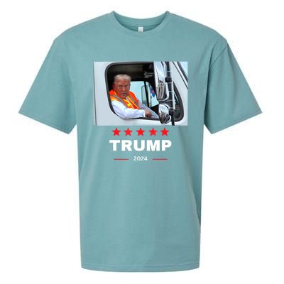 Donald Trump Rides In Garbage Truck Sueded Cloud Jersey T-Shirt