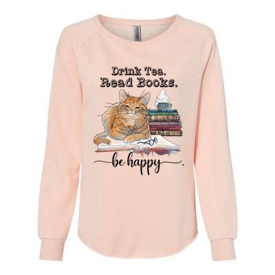 Drink Tea Read Books Womens California Wash Sweatshirt