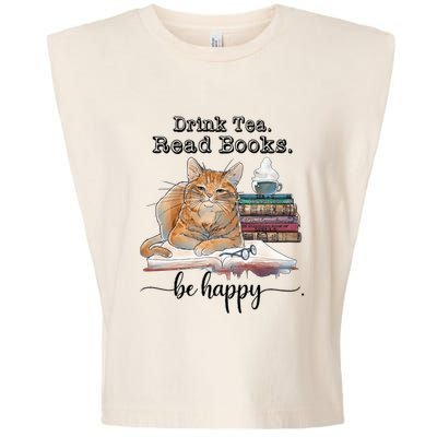 Drink Tea Read Books Garment-Dyed Women's Muscle Tee