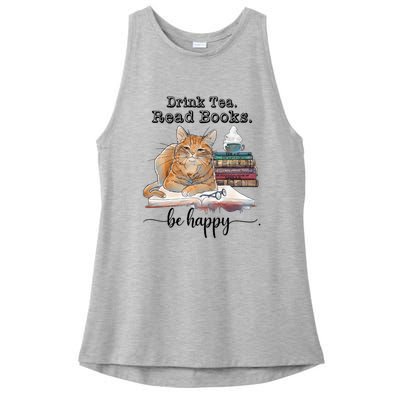 Drink Tea Read Books Ladies PosiCharge Tri-Blend Wicking Tank