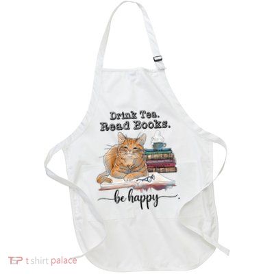Drink Tea Read Books Full-Length Apron With Pockets