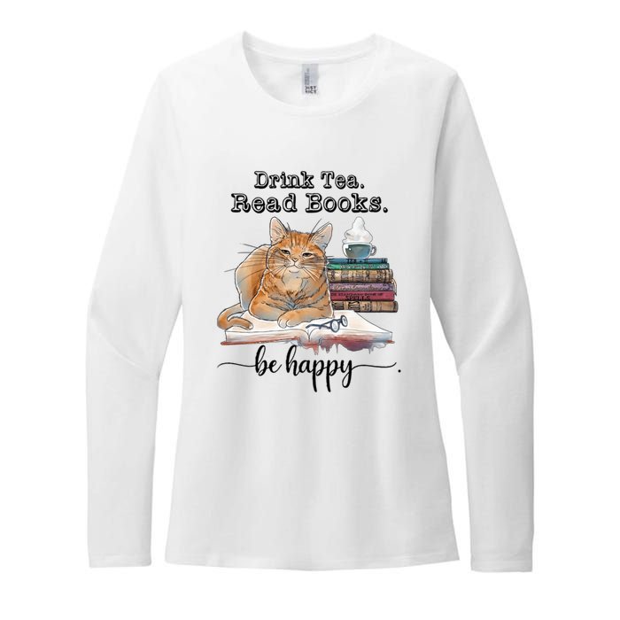 Drink Tea Read Books Womens CVC Long Sleeve Shirt