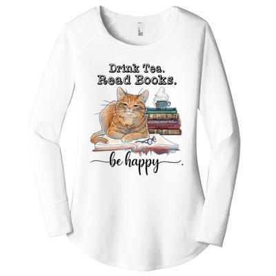 Drink Tea Read Books Women's Perfect Tri Tunic Long Sleeve Shirt