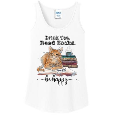 Drink Tea Read Books Ladies Essential Tank