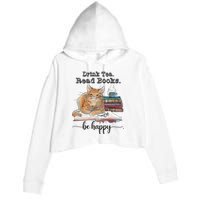 Drink Tea Read Books Crop Fleece Hoodie