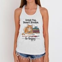 Drink Tea Read Books Women's Knotted Racerback Tank