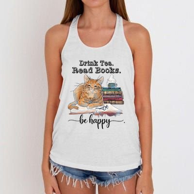 Drink Tea Read Books Women's Knotted Racerback Tank