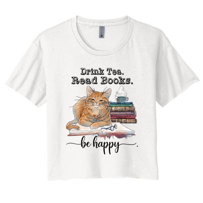 Drink Tea Read Books Women's Crop Top Tee