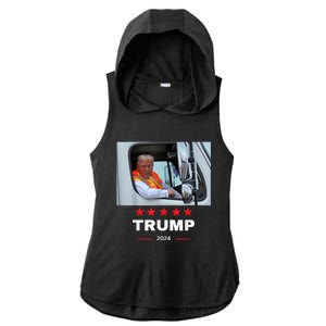 Donald Trump Rides In Garbage Truck Ladies PosiCharge Tri-Blend Wicking Draft Hoodie Tank