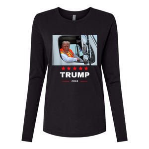 Donald Trump Rides In Garbage Truck Womens Cotton Relaxed Long Sleeve T-Shirt