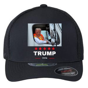 Donald Trump Rides In Garbage Truck Flexfit Unipanel Trucker Cap