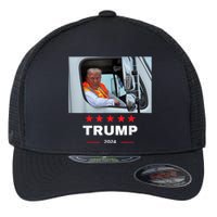 Donald Trump Rides In Garbage Truck Flexfit Unipanel Trucker Cap