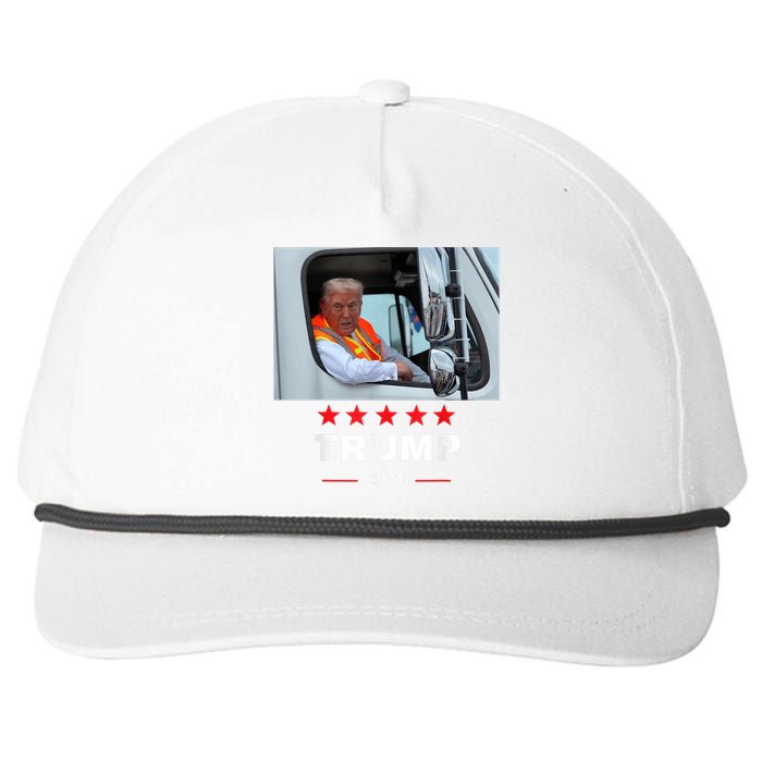 Donald Trump Rides In Garbage Truck Snapback Five-Panel Rope Hat