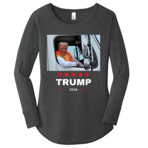 Donald Trump Rides In Garbage Truck Women's Perfect Tri Tunic Long Sleeve Shirt