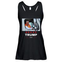 Donald Trump Rides In Garbage Truck Ladies Essential Flowy Tank