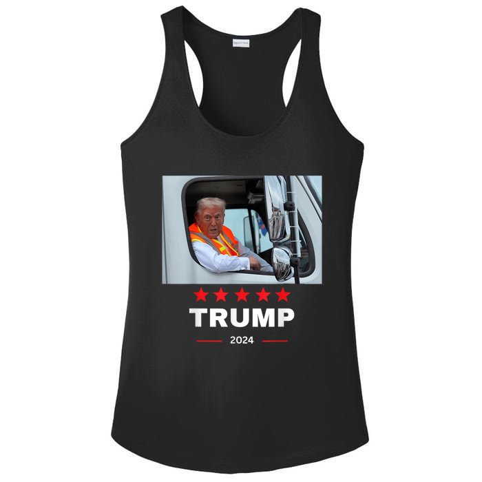 Donald Trump Rides In Garbage Truck Ladies PosiCharge Competitor Racerback Tank