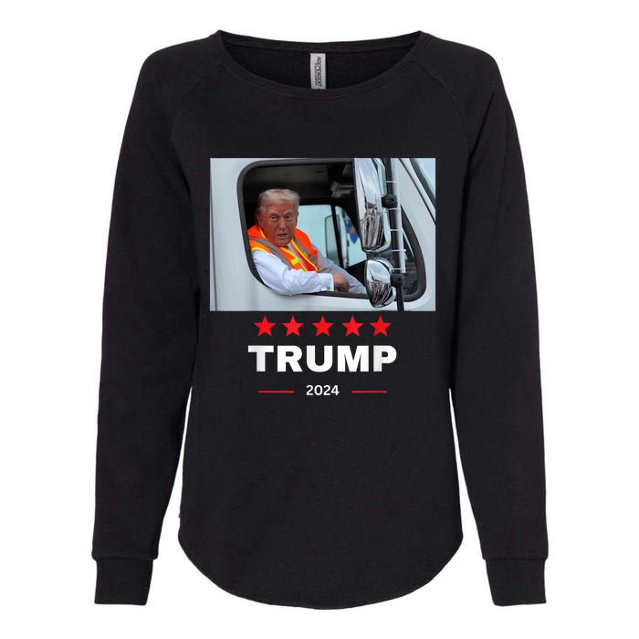 Donald Trump Rides In Garbage Truck Womens California Wash Sweatshirt