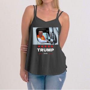 Donald Trump Rides In Garbage Truck Women's Strappy Tank