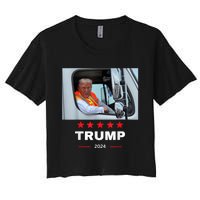 Donald Trump Rides In Garbage Truck Women's Crop Top Tee