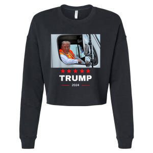 Donald Trump Rides In Garbage Truck Cropped Pullover Crew