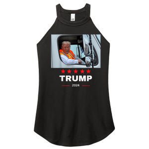 Donald Trump Rides In Garbage Truck Women's Perfect Tri Rocker Tank