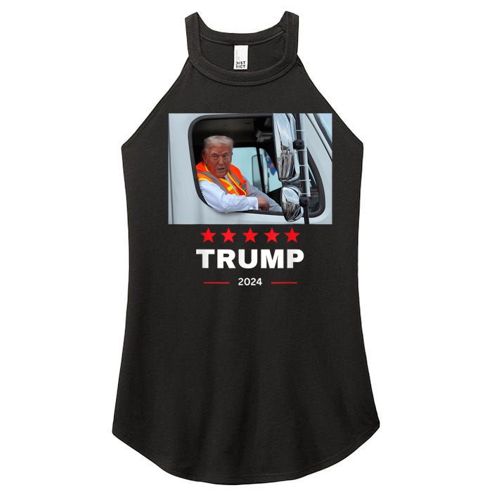 Donald Trump Rides In Garbage Truck Women's Perfect Tri Rocker Tank