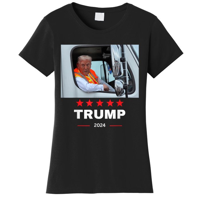 Donald Trump Rides In Garbage Truck Women's T-Shirt