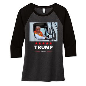 Donald Trump Rides In Garbage Truck Women's Tri-Blend 3/4-Sleeve Raglan Shirt