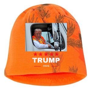 Donald Trump Rides In Garbage Truck Kati - Camo Knit Beanie