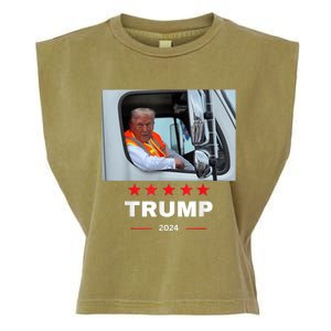 Donald Trump Rides In Garbage Truck Garment-Dyed Women's Muscle Tee