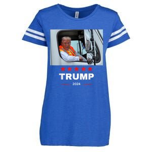 Donald Trump Rides In Garbage Truck Enza Ladies Jersey Football T-Shirt