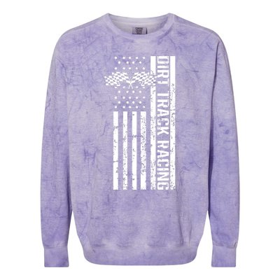 Dirt Track Racing Usa Flag American Motocross Stock Car Race Colorblast Crewneck Sweatshirt