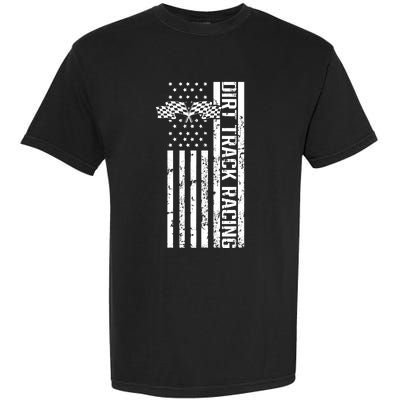 Dirt Track Racing Usa Flag American Motocross Stock Car Race Garment-Dyed Heavyweight T-Shirt